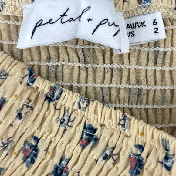 Petal and Pup- Bonita Shirred Frill Long Sleeve Bodycon Midi (Yellow Floral) - Picture 2 of 3